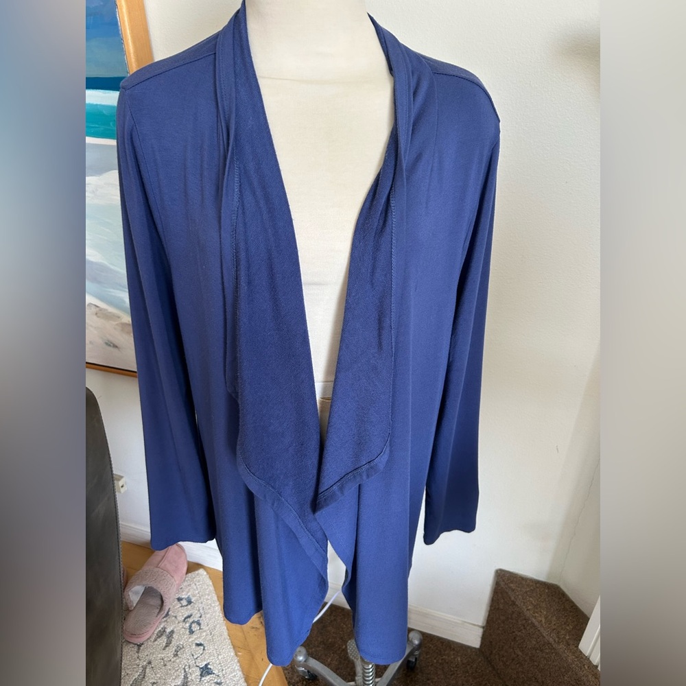 PHILOSOPHY Indigo Blue Cotton Long Cardigan, size x-large